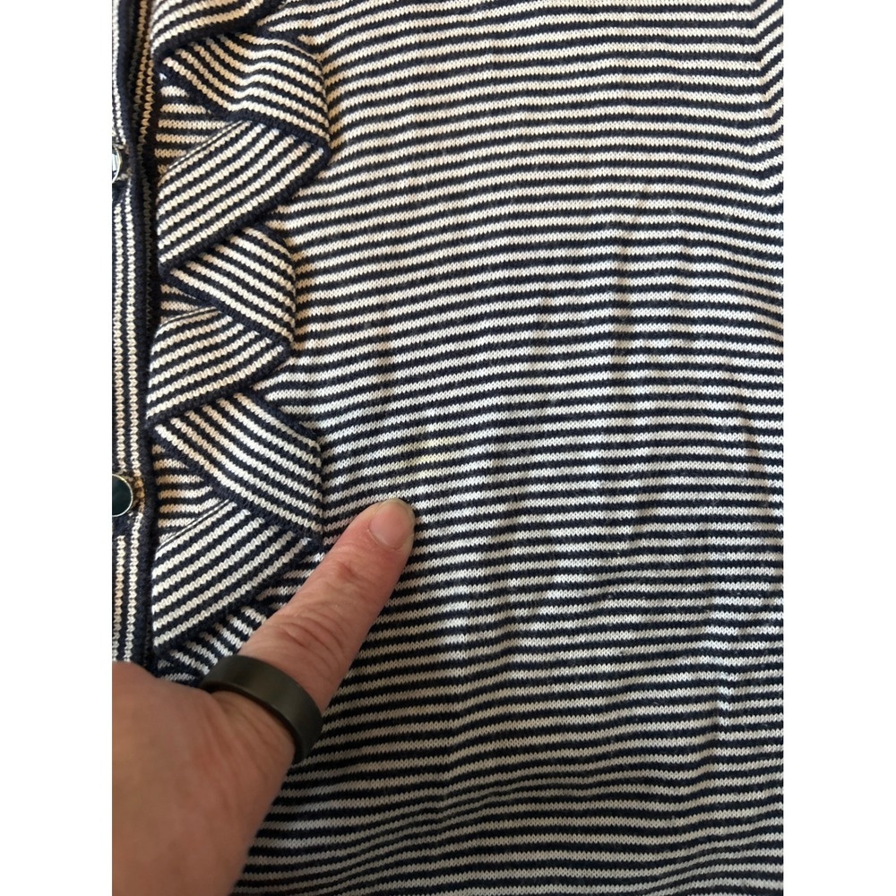 Talbots Striped Ruffle Front Button Cardigan XL N… - image 6